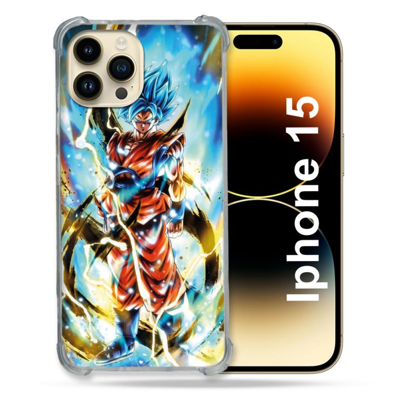 Coque Compatible MagSafe Pour Iphone 15 (6.1) Manga Dragon Ball Sangoku Blanc