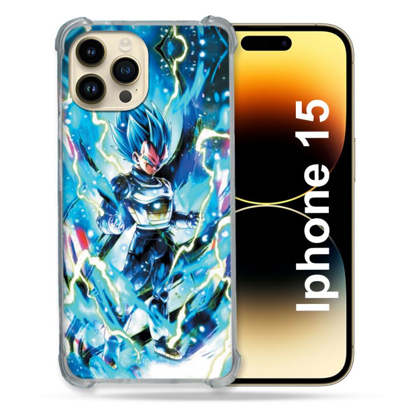 Coque Compatible MagSafe Pour Iphone 15 (6.1) Manga Dragon Ball Vegeta Bleu