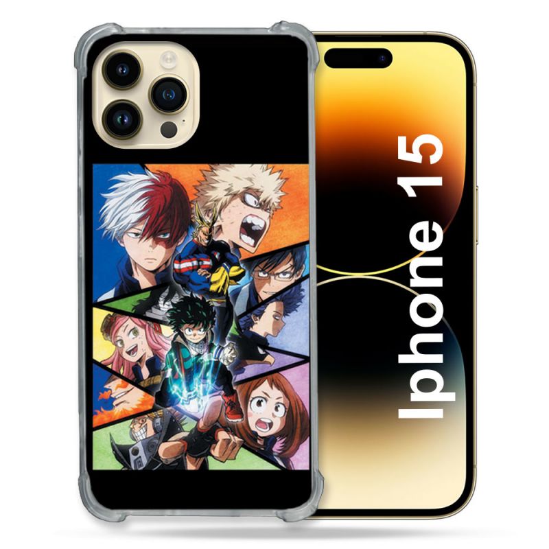 Coque Compatible MagSafe Pour Iphone 15 (6.1) Manga My Hero Academia Noir