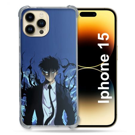 Coque Compatible MagSafe Pour Iphone 15 (6.1) Manga Solo Leveling Sung Bleu