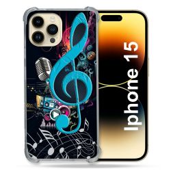 Coque Compatible MagSafe Pour Iphone 15 (6.1) Musique Cle Sol Bleu