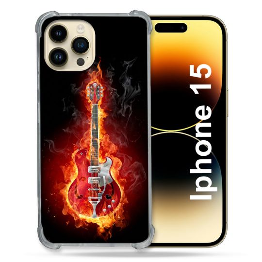 Coque Compatible MagSafe Pour Iphone 15 (6.1) Musique Guitare Electrique