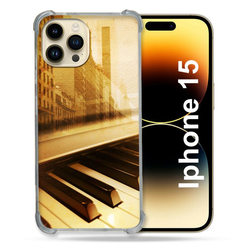Coque Compatible MagSafe Pour Iphone 15 (6.1) Musique Piano Retro