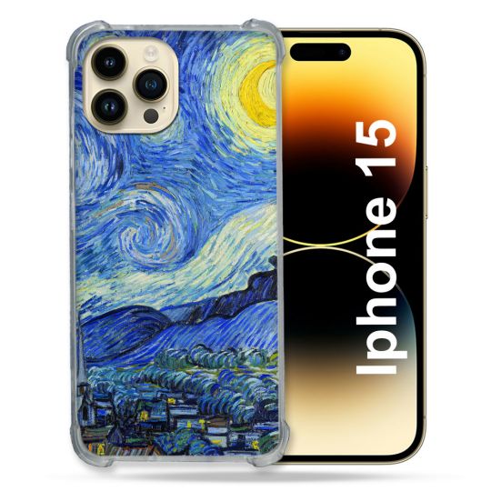 Coque Compatible MagSafe Pour Iphone 15 (6.1) Peinture La nuit étoilée