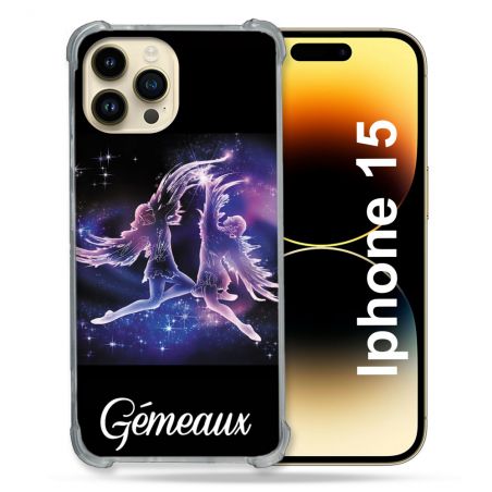 Coque Compatible MagSafe Pour Iphone 15 (6.1) Signe Zodiaque 2 Gémeaux