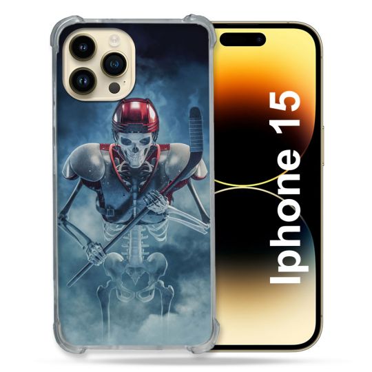 Coque Compatible MagSafe Pour Iphone 15 (6.1) Sport Hockey Squelette