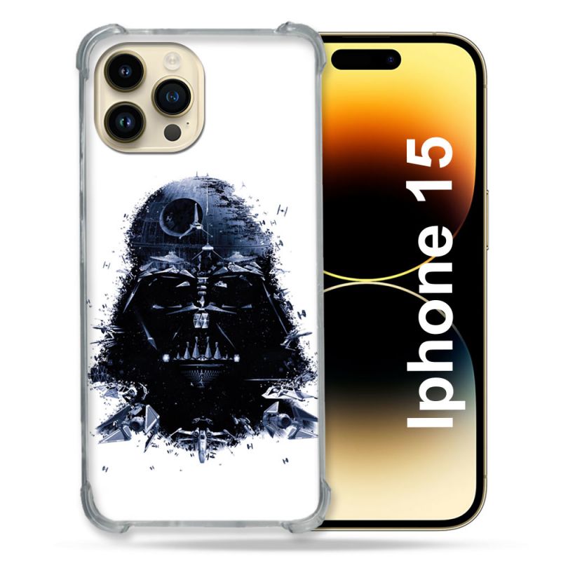 Coque Compatible MagSafe Pour Iphone 15 (6.1) Star Wars - Dark Vador Blanc