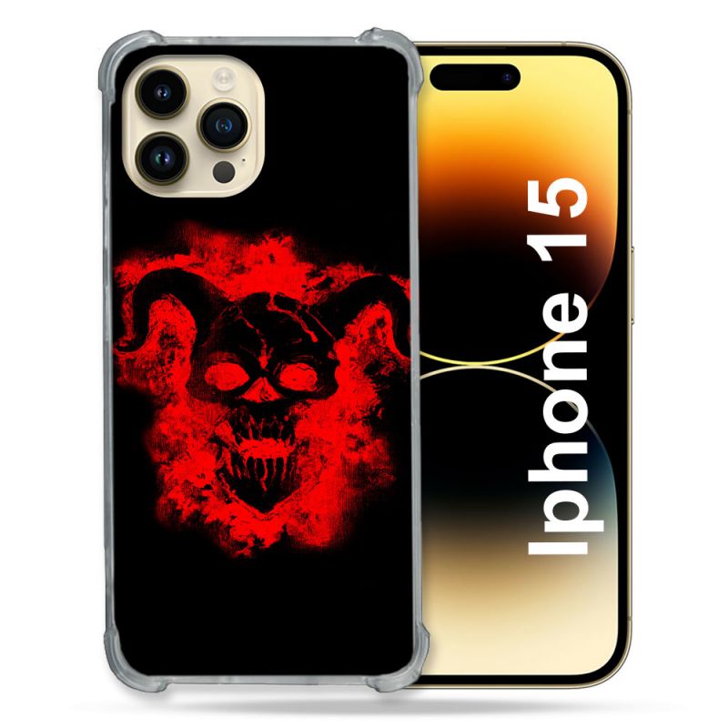 Coque Compatible MagSafe Pour Iphone 15 (6.1) Tete de Mort Diable