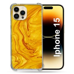 Coque Compatible MagSafe Pour Iphone 15 (6.1) Texture Marbre Jaune