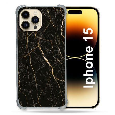 Coque Compatible MagSafe Pour Iphone 15 (6.1) Texture Marbre Noir