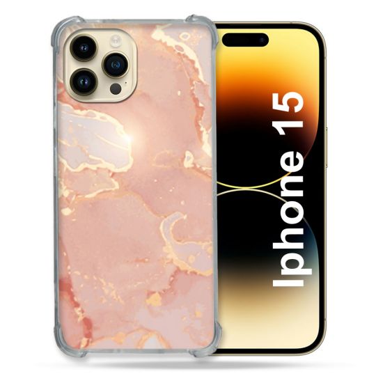 Coque Compatible MagSafe Pour Iphone 15 (6.1) Texture Marbre Rose