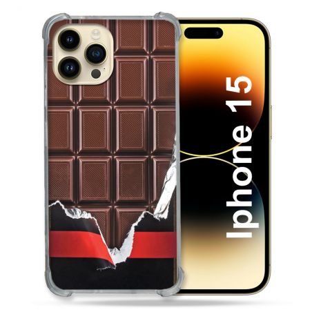 Coque Compatible MagSafe Pour Iphone 15 (6.1) Texture Trompe Oeil Chocolat