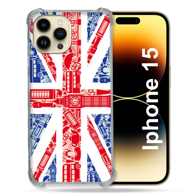 Coque Compatible MagSafe Pour Iphone 15 (6.1) Voyage Angleterre Blanc