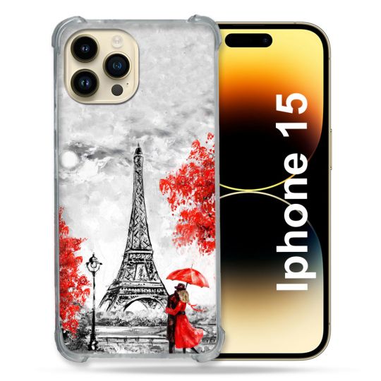 Coque Compatible MagSafe Pour Iphone 15 (6.1) Voyage France Paris Rouge