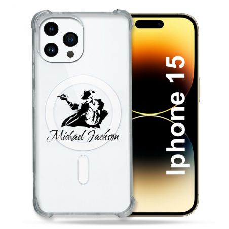 Coque Compatible MagSafe Transparente Pour Iphone 15 (6.1) Michael Jackson
