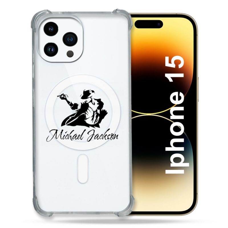 Coque Compatible MagSafe Transparente Pour Iphone 15 (6.1) Michael Jackson