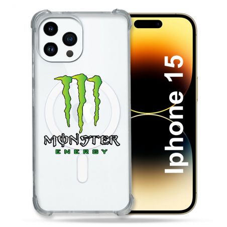 Coque Compatible MagSafe Transparente Pour Iphone 15 (6.1) Monster Energy