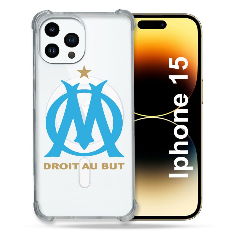 Coque Compatible MagSafe Transparente Pour Iphone 15 (6.1) Olympique Marseille OM