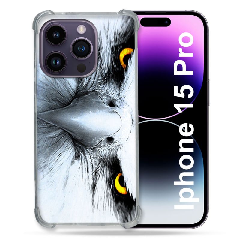 Coque Compatible MagSafe Pour Iphone 15 Pro (6.1) Animal Aigle Royal Blanc