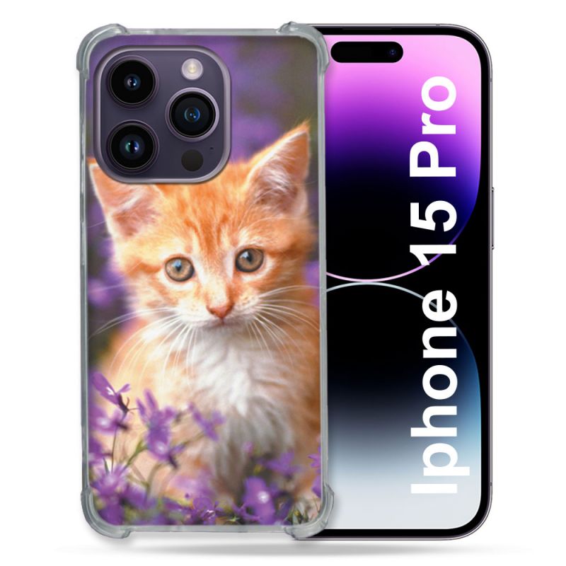 Coque Compatible MagSafe Pour Iphone 15 Pro (6.1) Animal Chat Violet