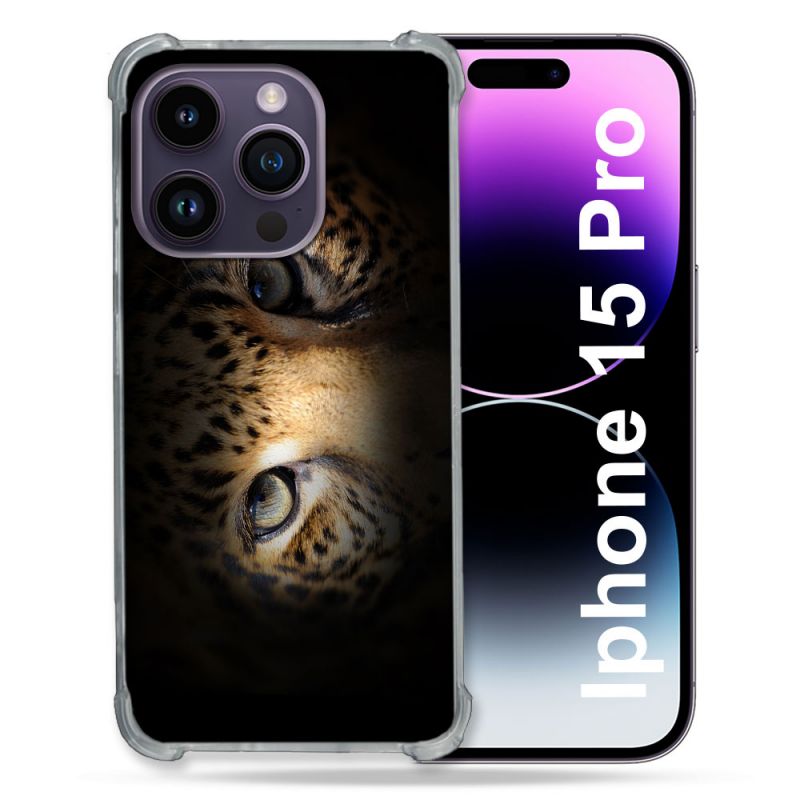 Coque Compatible MagSafe Pour Iphone 15 Pro (6.1) Animal Leopard Yeux