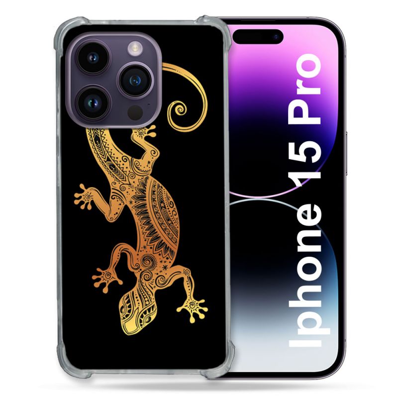 Coque Compatible MagSafe Pour Iphone 15 Pro (6.1) Animal Lezard Noir