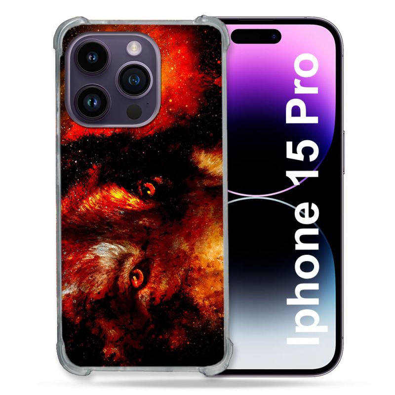 Coque Compatible MagSafe Pour Iphone 15 Pro (6.1) Animal Loup Espace