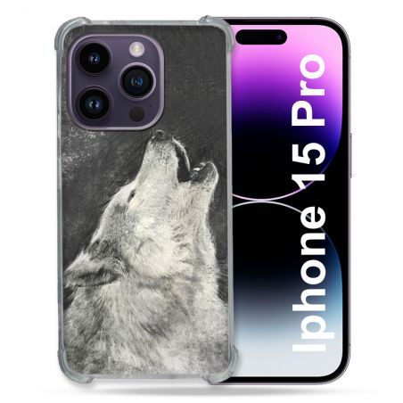 Coque Compatible MagSafe Pour Iphone 15 Pro (6.1) Animal Loup Hurlement