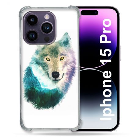 Coque Compatible MagSafe Pour Iphone 15 Pro (6.1) Animal Loup Montagne