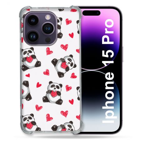 Coque Compatible MagSafe Pour Iphone 15 Pro (6.1) Animal Panda Cœur