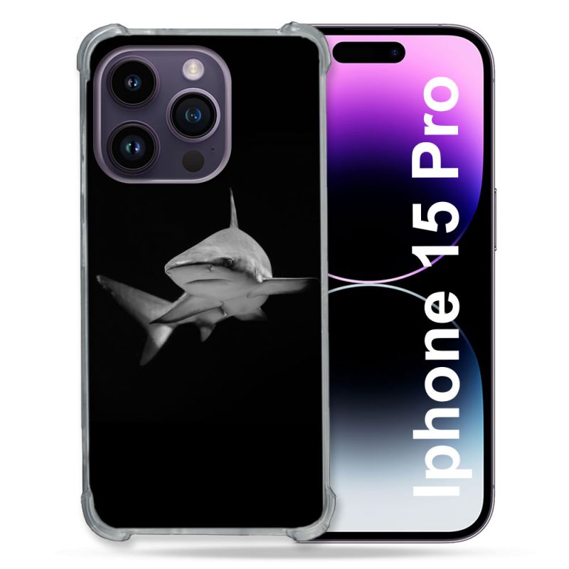 Coque Compatible MagSafe Pour Iphone 15 Pro (6.1) Animal Requin Sombre