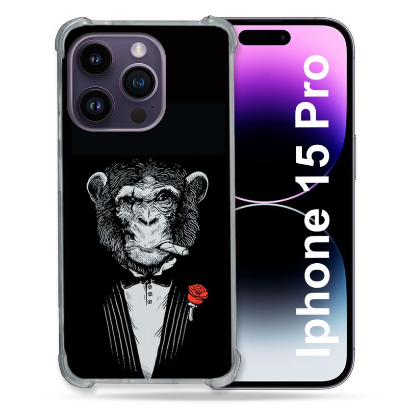 Coque Compatible MagSafe Pour Iphone 15 Pro (6.1) Decale Singe Mafia