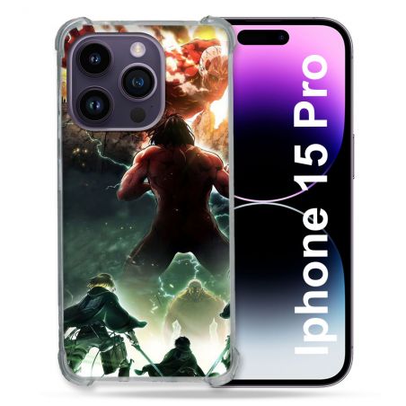 Coque Compatible MagSafe Pour Iphone 15 Pro (6.1) Manga Attaque Titans Combat