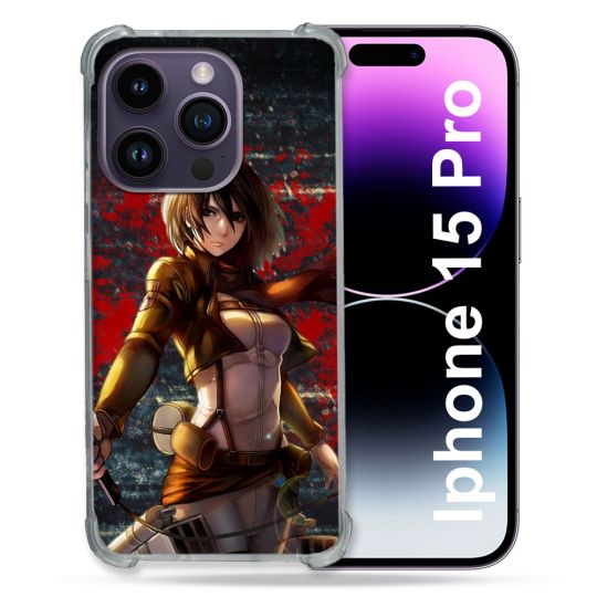 Coque Compatible MagSafe Pour Iphone 15 Pro (6.1) Manga Attaque Titans Mikasa