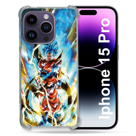 Coque Compatible MagSafe Pour Iphone 15 Pro (6.1) Manga Dragon Ball Sangoku Blanc