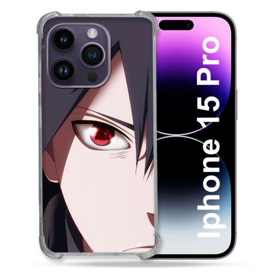 Coque Compatible MagSafe Pour Iphone 15 Pro (6.1) Manga Naruto Sasuke visage