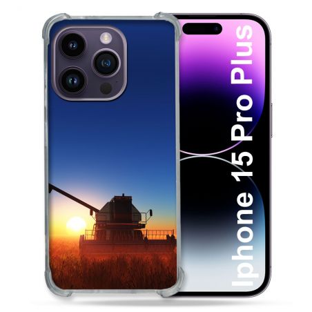 Coque Compatible MagSafe Pour Iphone 15 Pro plus (6.7) Agriculture Moissonneuse Soleil