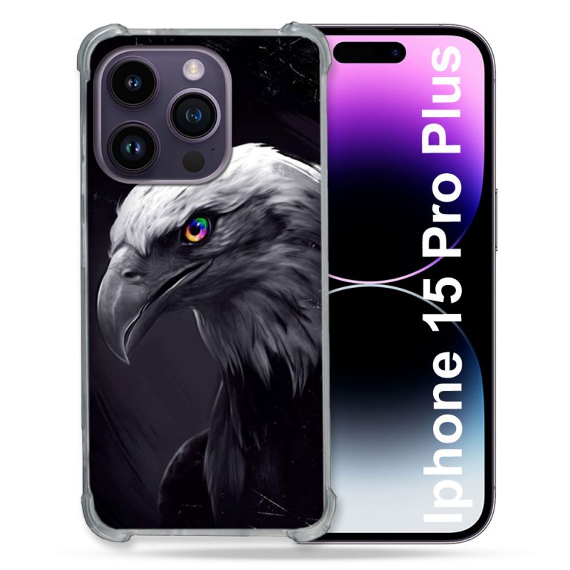 Coque Compatible MagSafe Pour Iphone 15 Pro plus (6.7) Animal Aigle Royal Noir