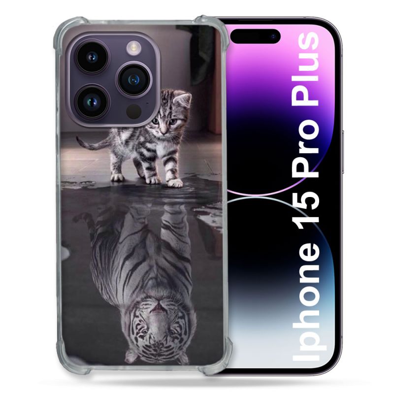Coque Compatible MagSafe Pour Iphone 15 Pro plus (6.7) Animal Chat Reflet