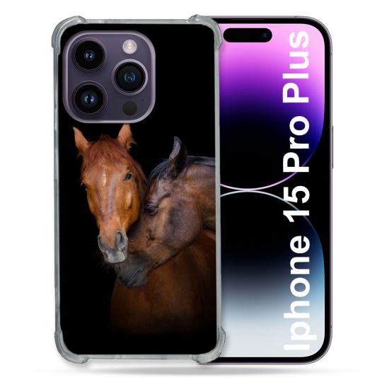 Coque Compatible MagSafe Pour Iphone 15 Pro plus (6.7) Animal Cheval Marron