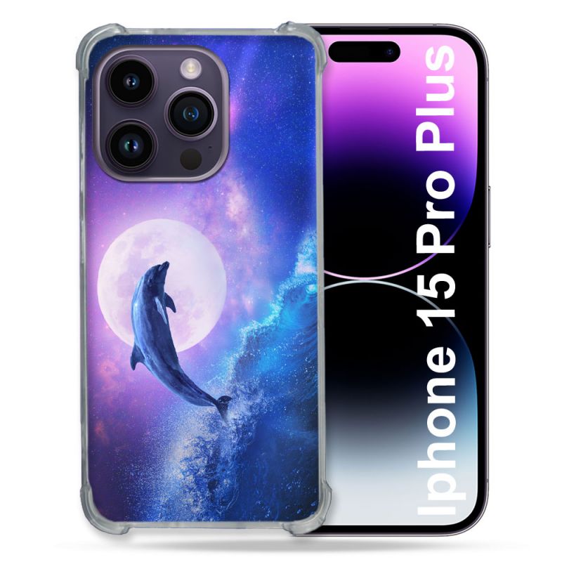 Coque Compatible MagSafe Pour Iphone 15 Pro plus (6.7) Animal Dauphin Vague