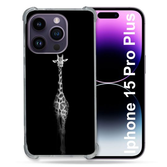 Coque Compatible MagSafe Pour Iphone 15 Pro plus (6.7) Animal Girafe Noire
