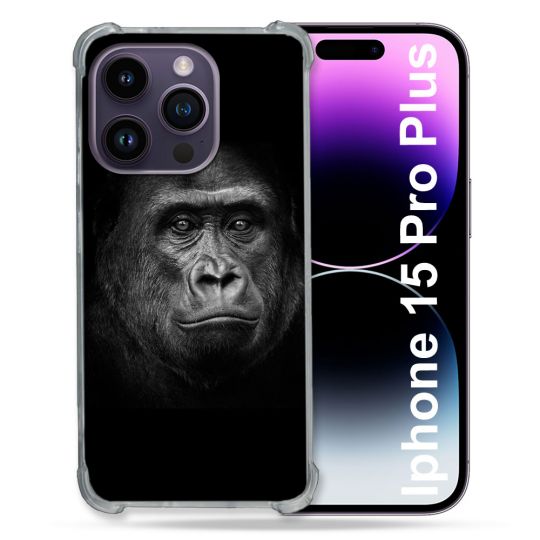 Coque Compatible MagSafe Pour Iphone 15 Pro plus (6.7) Animal Gorille Noir
