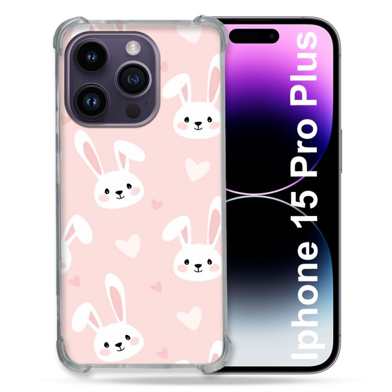 Coque Compatible MagSafe Pour Iphone 15 Pro plus (6.7) Animal Lapin Rose