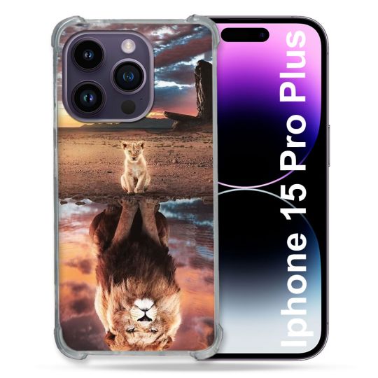 Coque Compatible MagSafe Pour Iphone 15 Pro plus (6.7) Animal Lion Reflet