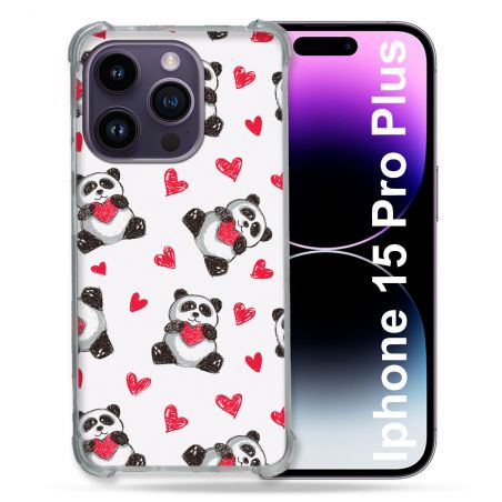 Coque Compatible MagSafe Pour Iphone 15 Pro plus (6.7) Animal Panda Cœur