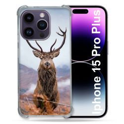Coque Compatible MagSafe Pour Iphone 15 Pro plus (6.7) Chasse Chevreuil Montagne