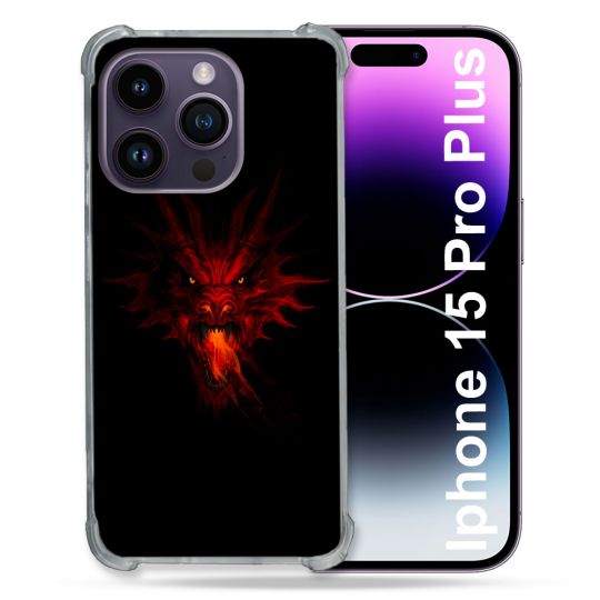 Coque Compatible MagSafe Pour Iphone 15 Pro plus (6.7) Fantastique Dragon Feu