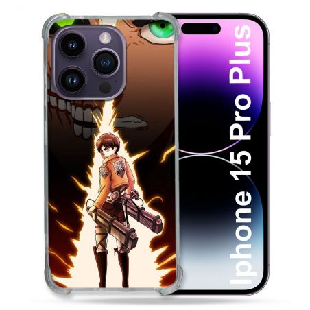 Coque Compatible MagSafe Pour Iphone 15 Pro plus (6.7) Manga Attaque Titans Eren Eclair