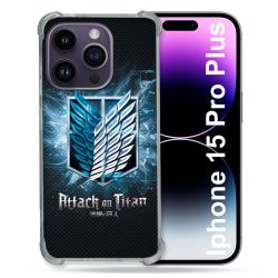 Coque Compatible MagSafe Pour Iphone 15 Pro plus (6.7) Manga Attaque Titans Noir